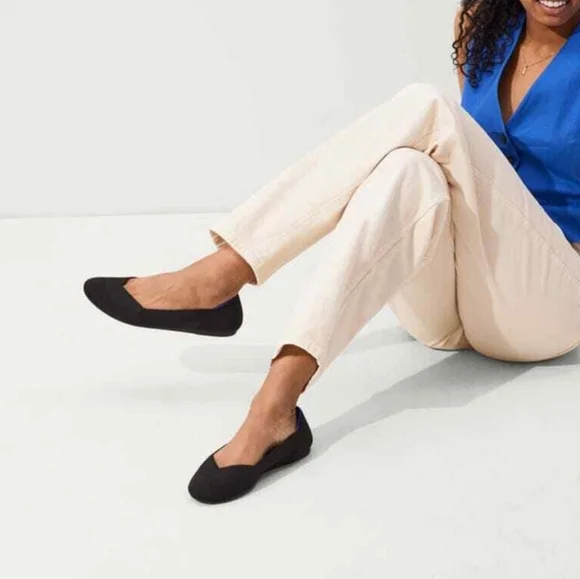 Rothy's The Flat in Black With Blue Trim Slip On Shoes - Picture 10 of 10